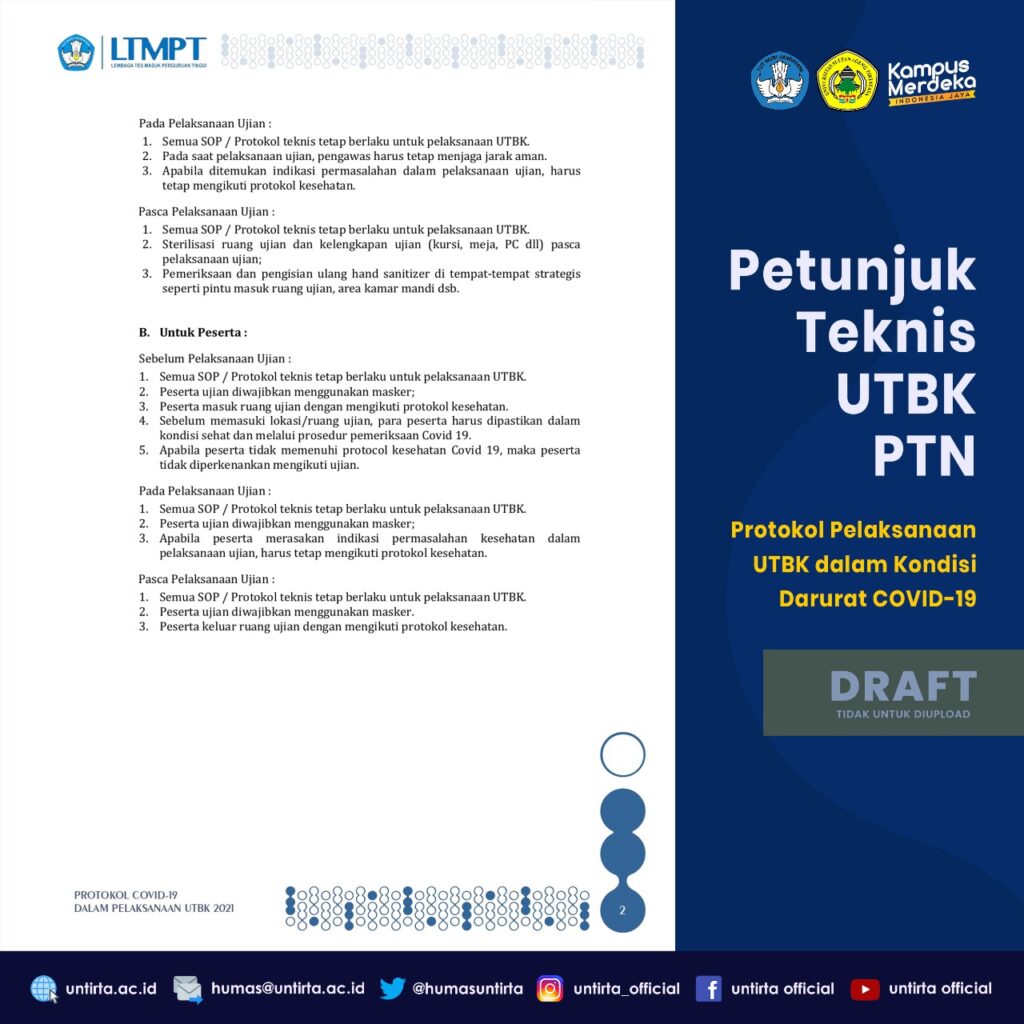 Petunjuk Teknis Pelaksanaan UTBK untuk Peserta | UNTIRTA | Universitas