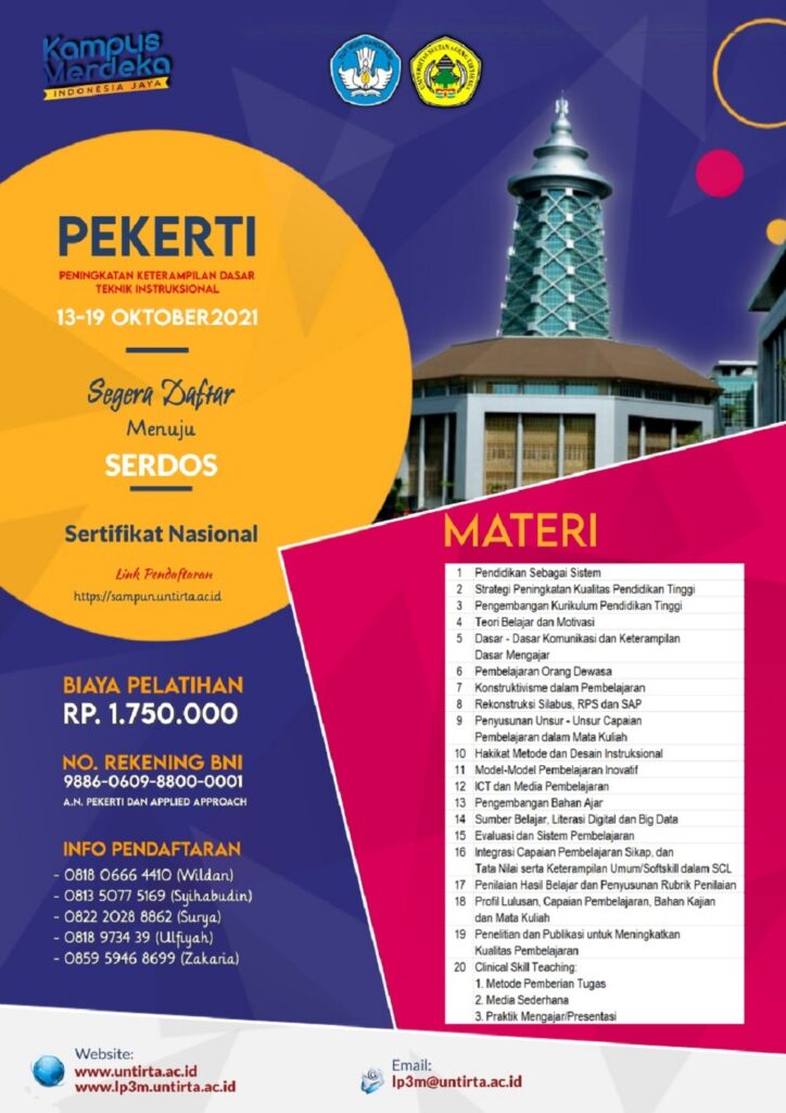 Pengumuman Pembukaan Pendaftaran Pelatihan PEKERTI Periode Oktober 2021